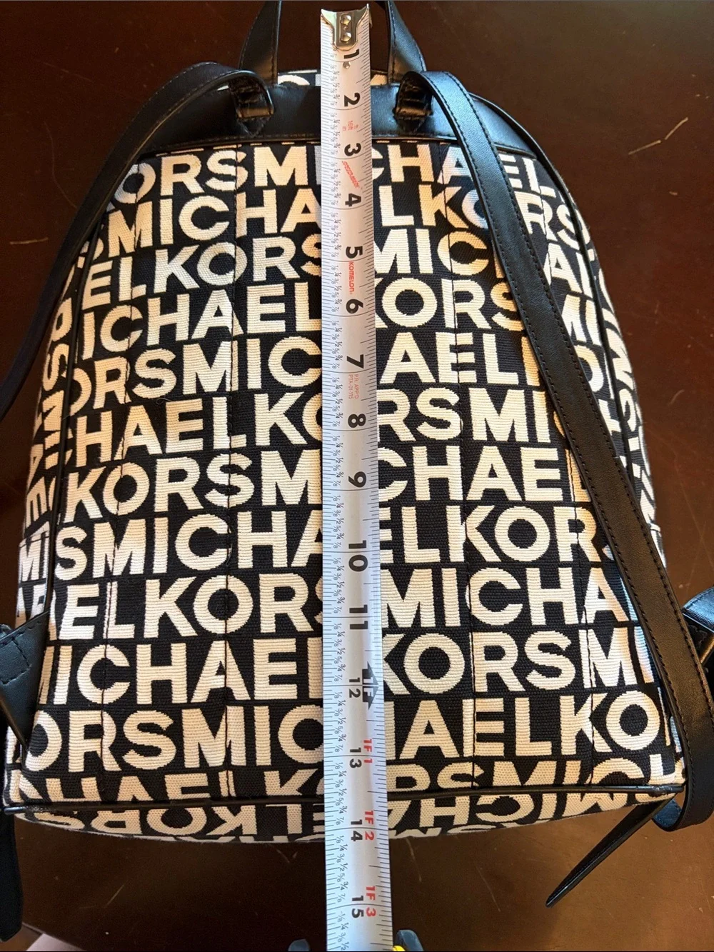 MICHAEL KORS Black & White Logo Print Backpack